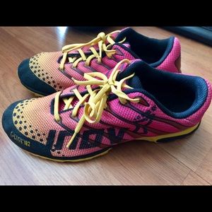 Inov-8 Inov8 f-lite 182 pink yellow black shoes size 6.5 women sneakers workout